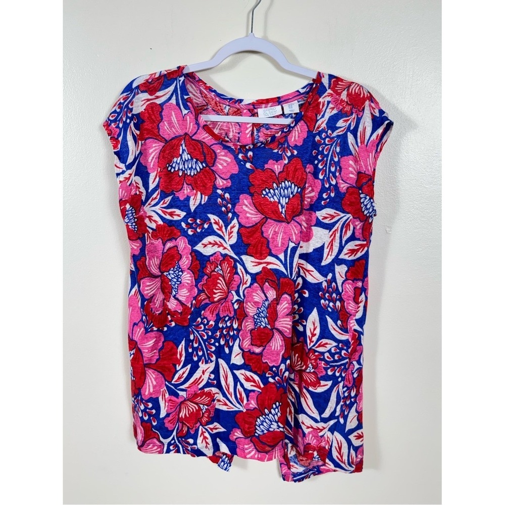 Sigrid Olsen Floral Top Medium Coastal Euro Summer Beachy
